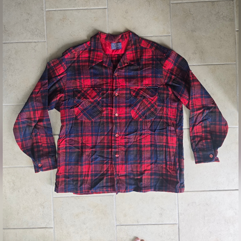 Vintage Pendleton Wool Plaid Button Down Shirt - Picture 2 of 5